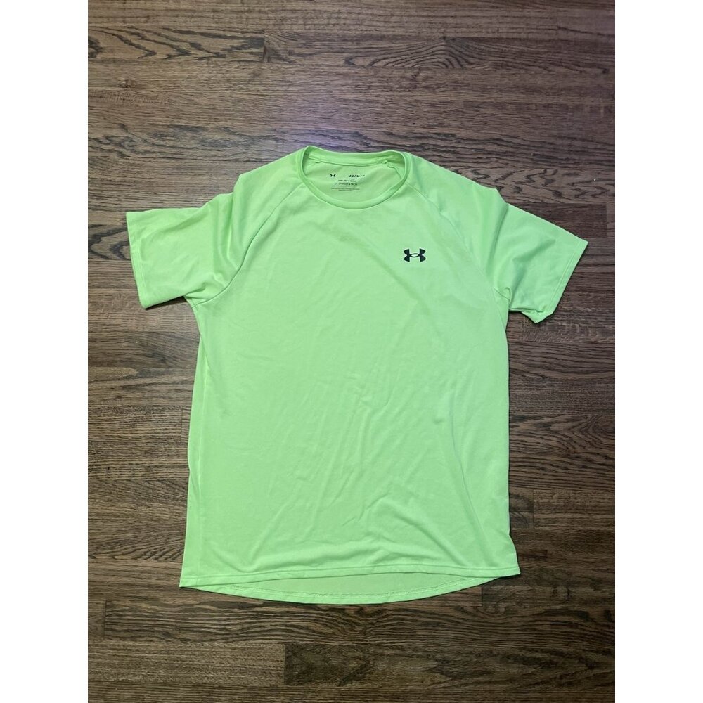 Under Armour Men's The Tech Tee 2.0 Lime Green & Black Logo Size M